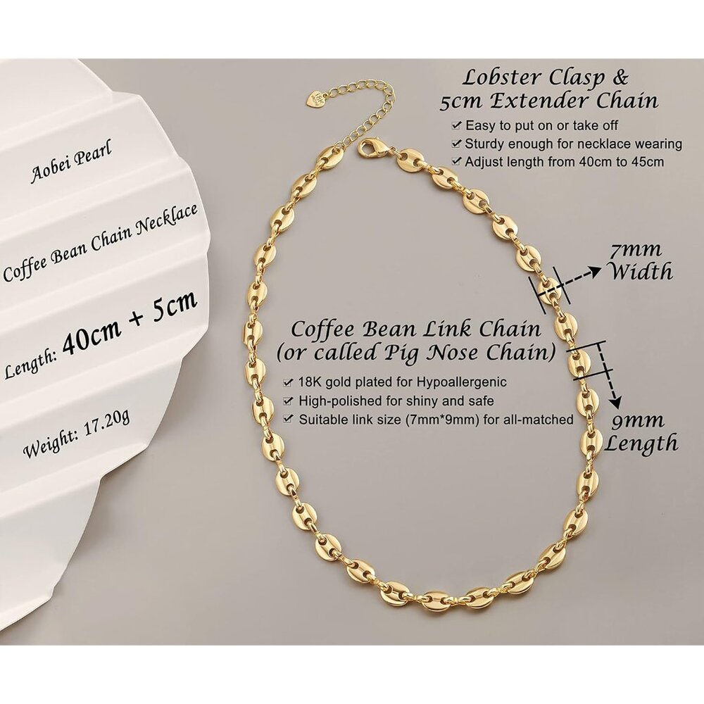 18K Gold Plated Paperclip Chain Choker Satellite Chain Freshwater Cultured Biwa - Picture 3 of 6
